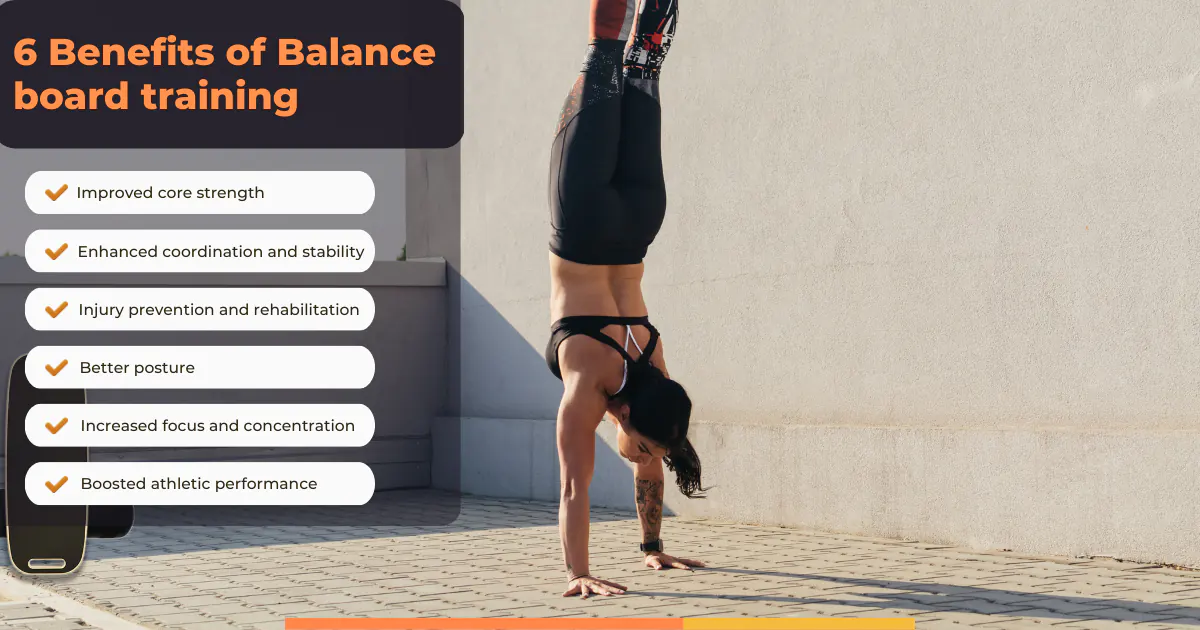 Woman doing handstand due to six benefits of balance board training