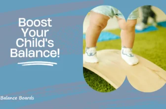toddler learning to balance by walking on a balance board