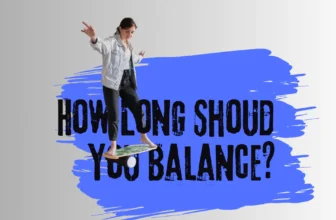 Woman balancing with balance board on a question how long should she balance?